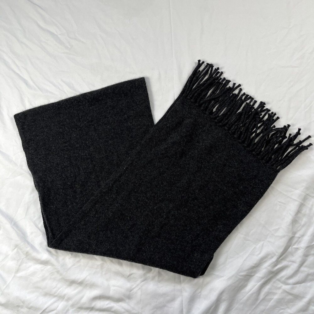 Fishers Finery Black Label 100% Cashmere‎ Charcoal Black Scarf